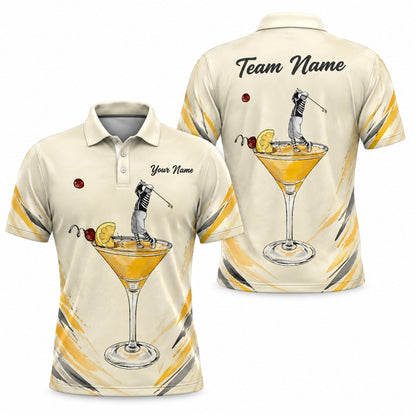 Golfer in Cocktail Glass Graphic Personalized Golf Polo Shirt
