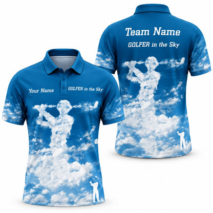 Golfer in the Sky Golf Life Quote Personalized Golf Polo Shirt