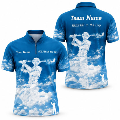 Golfer in the Sky Golf Life Quote Personalized Golf Polo Shirt Jersey Zip 1 4 Collar