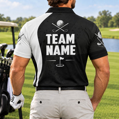 Golfer Silhouette Sport Personalized Golf Polo Shirt Back View