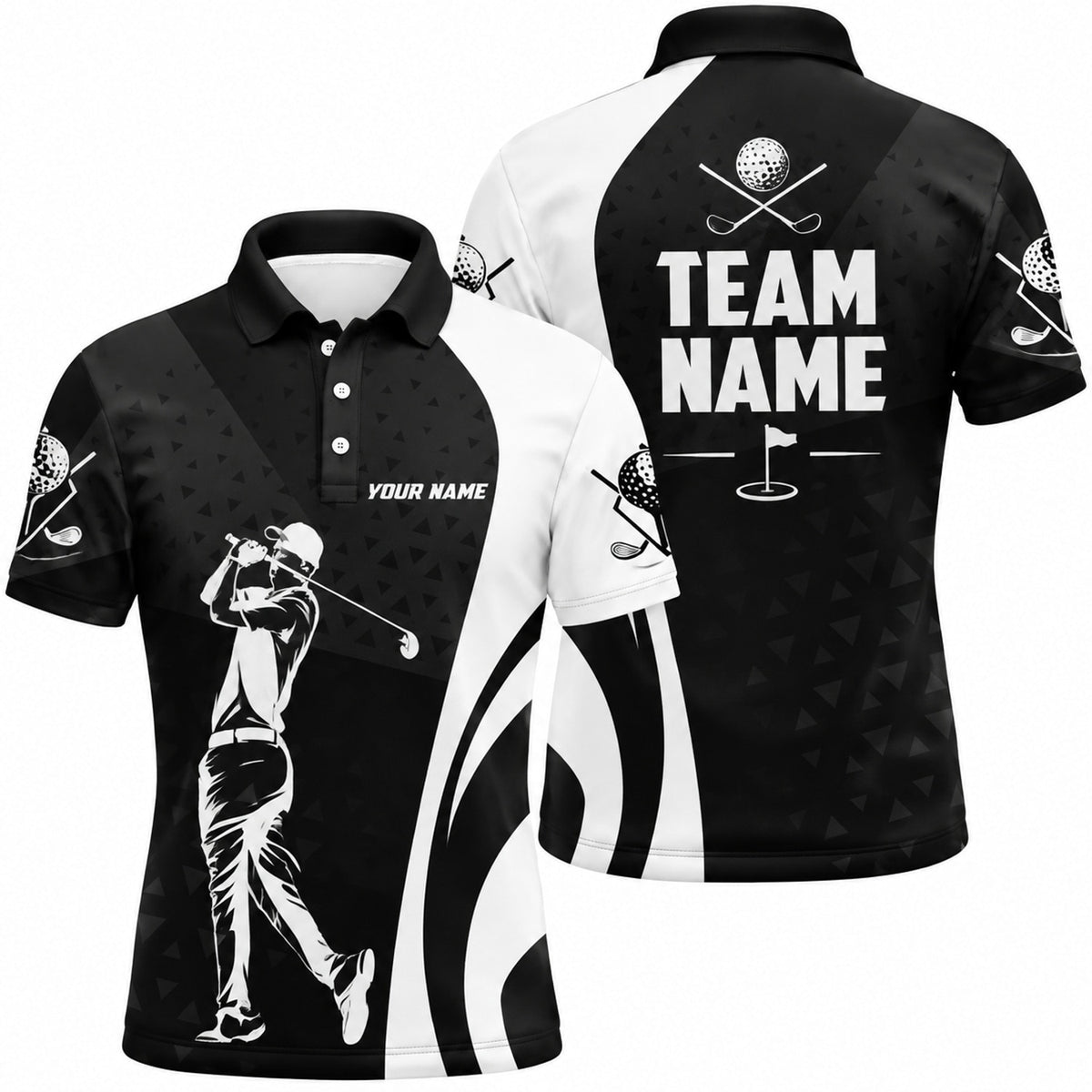 Golfer Silhouette Sport Personalized Golf Polo Shirt