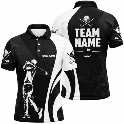 Golfer Silhouette Sport Personalized Golf Polo Shirt