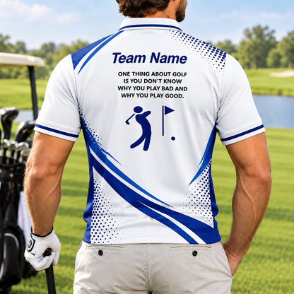 Golfer Silhouette With Flag Sport Custom Golf Polo Shirt Back View