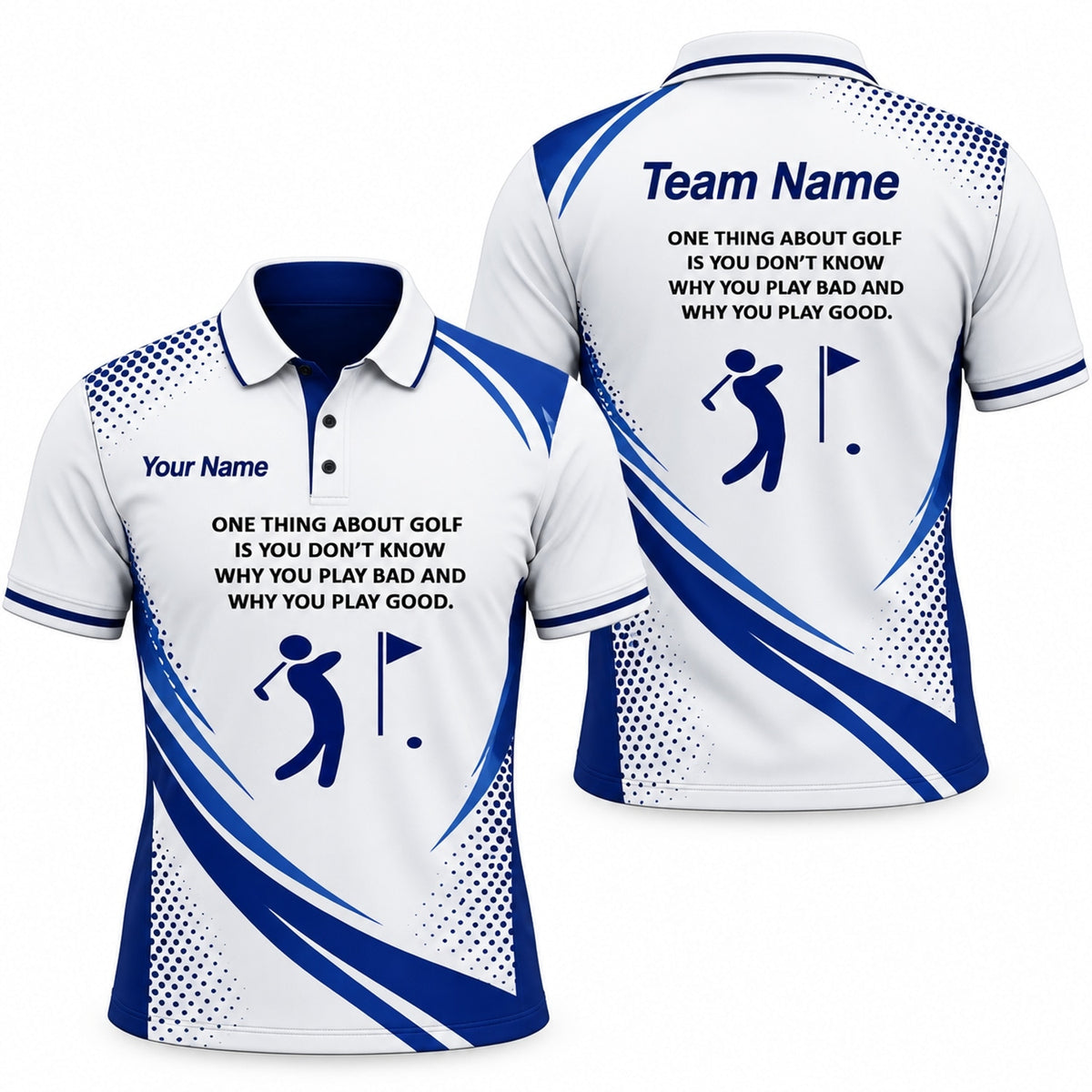 Golfer Silhouette With Flag Sport Custom Golf Polo Shirt