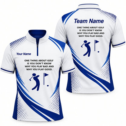 Golfer Silhouette With Flag Sport Custom Golf Polo Shirt Jersey Zip 1 4 Collar