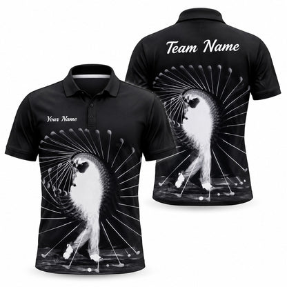 Golfer Swing Silhouette Sport Personalized Golf Polo Shirt