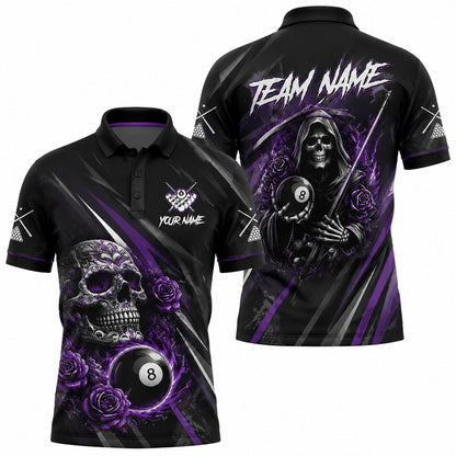 Grim Reaper 8 Ball Sport Personalized Billiard Polo Shirt