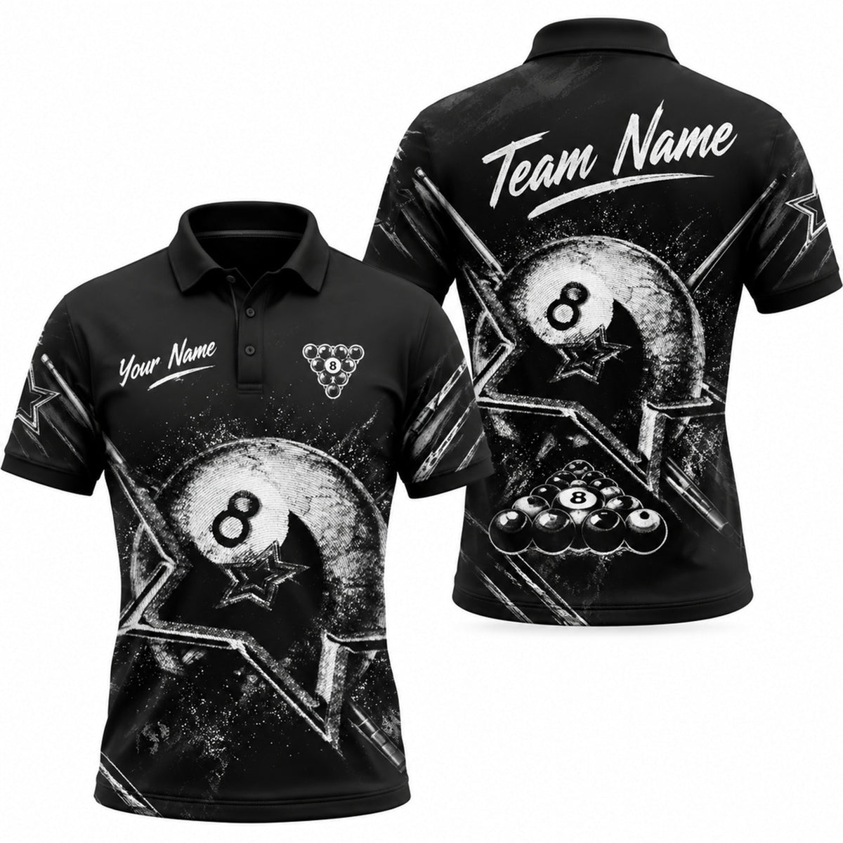 Grunge 8 Ball Sport Custom Billiard Polo Shirt