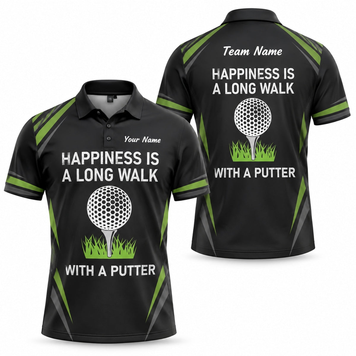 Happiness Is A Long Walk With A Putter Sport Personalized Golf Polo Shirt