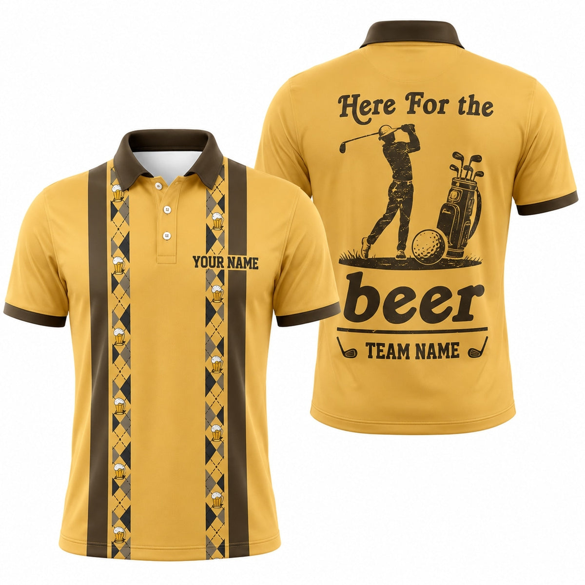 Here For The Beer Golfer Sport Custom Golf Polo Shirt