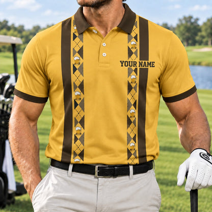 Here For The Beer Golfer Sport Custom Golf Polo Shirt Front View