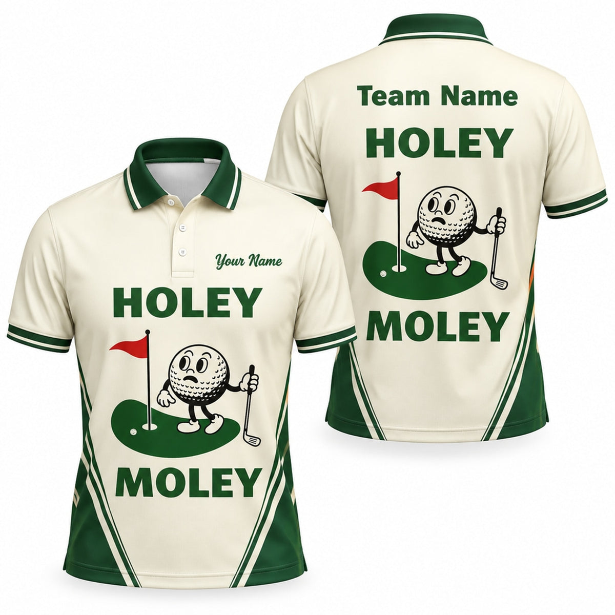 Holey Moley Golf Pun Personalized Golf Polo Shirt