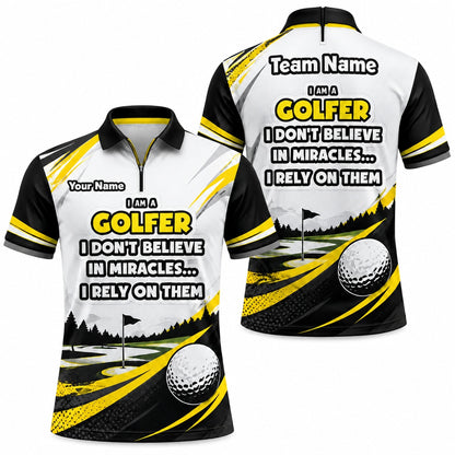 I Am A Golfer Quote Personalized Golf Polo Shirt Jersey Zip 1 4 Collar