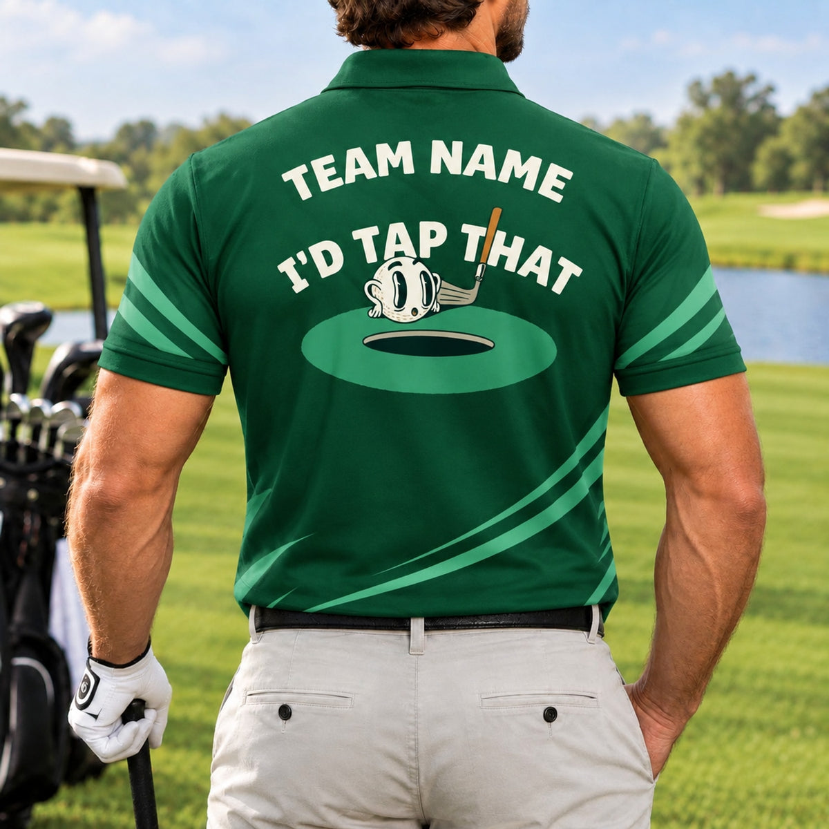 I'D TAP THAT Golf Sport Personalized Golf Polo Shirt Back View