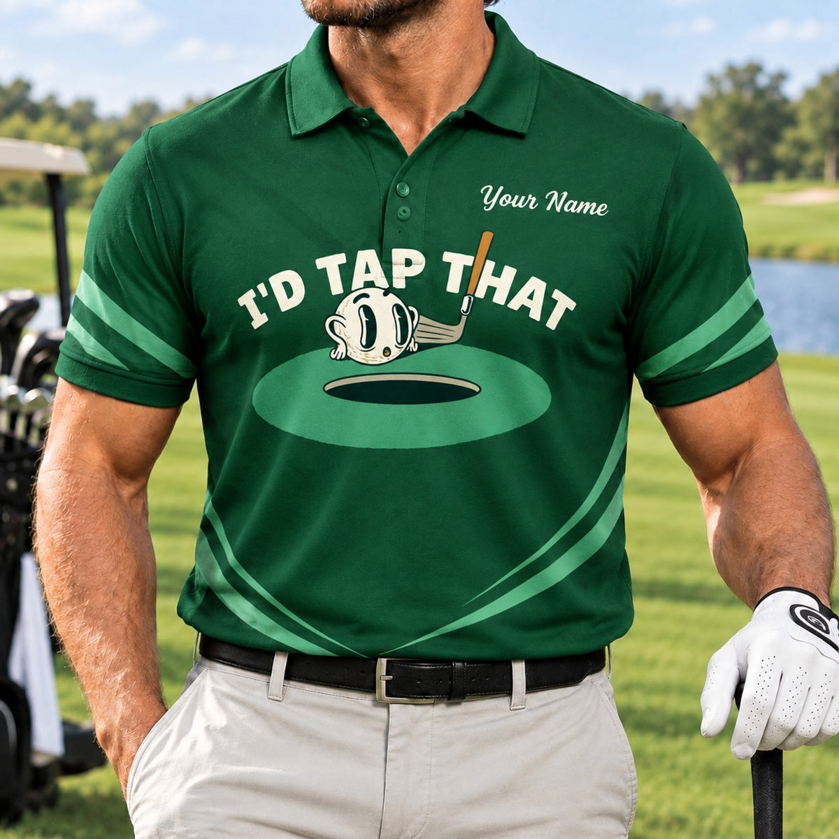 I'D TAP THAT Golf Sport Personalized Golf Polo Shirt Front View