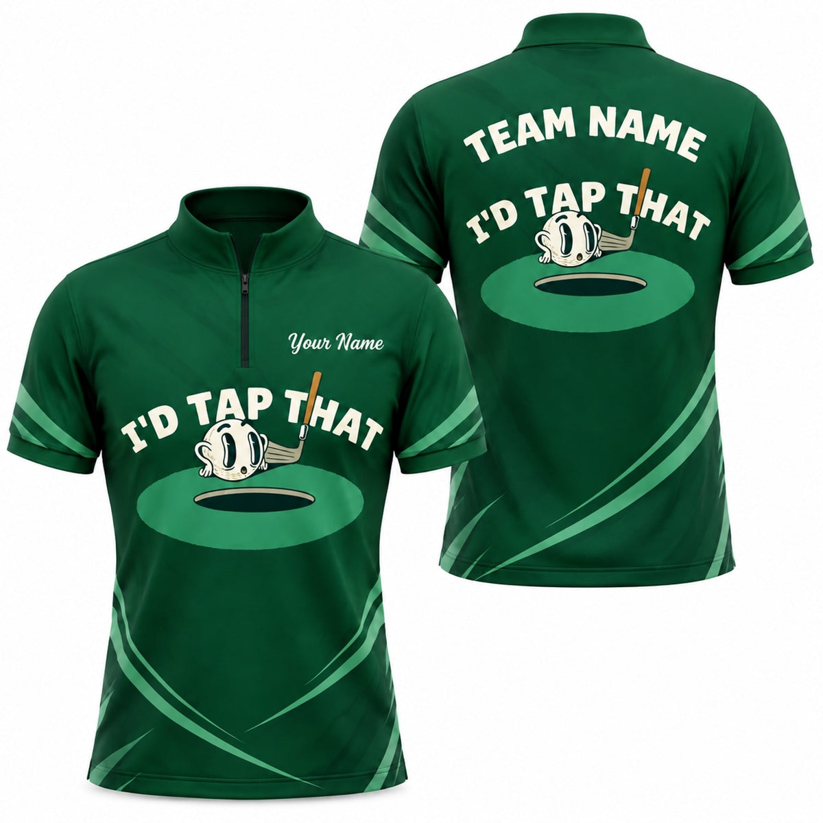 I'D TAP THAT Golf Sport Personalized Golf Polo Shirt Jersey Zip 1 4 Collar