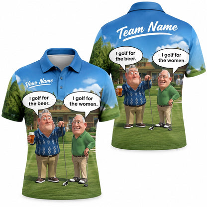I Golf for the Beer Golf Humor Personalized Golf Polo Shirt