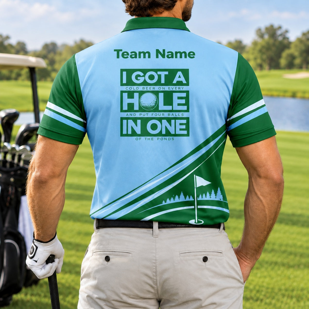 I Got A Hole In One Sport Personalized Golf Polo Shirt Back View