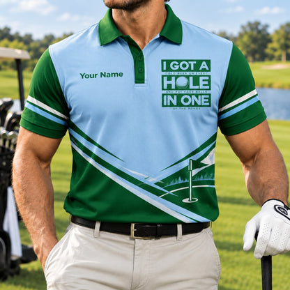 I Got A Hole In One Sport Personalized Golf Polo Shirt Front View