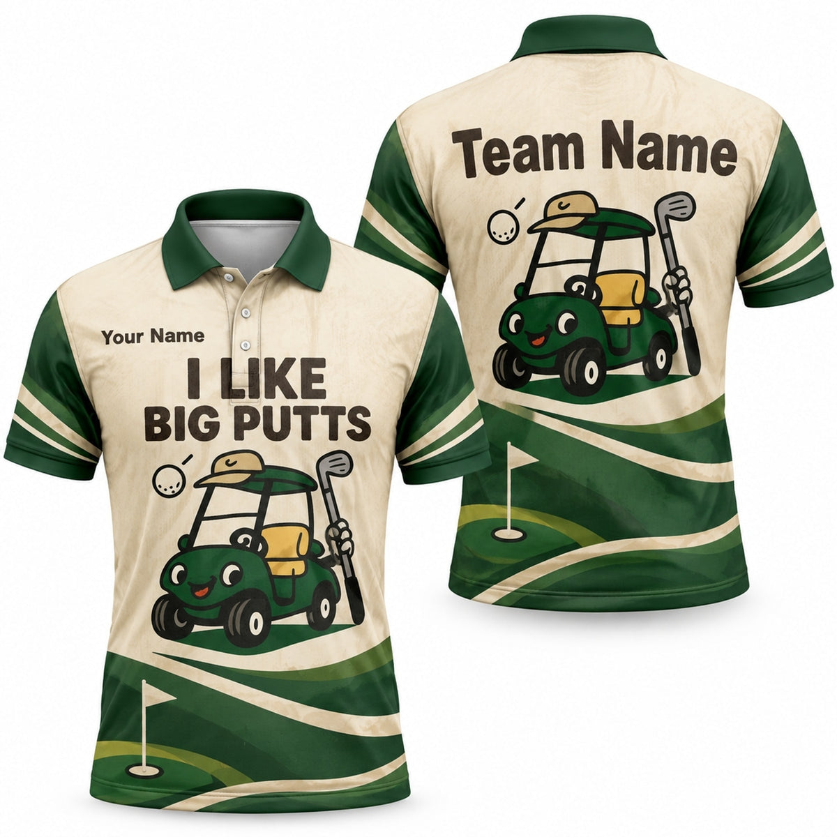 I Like Big Putts Golf Pun Funny Personalized Golf Polo Shirt