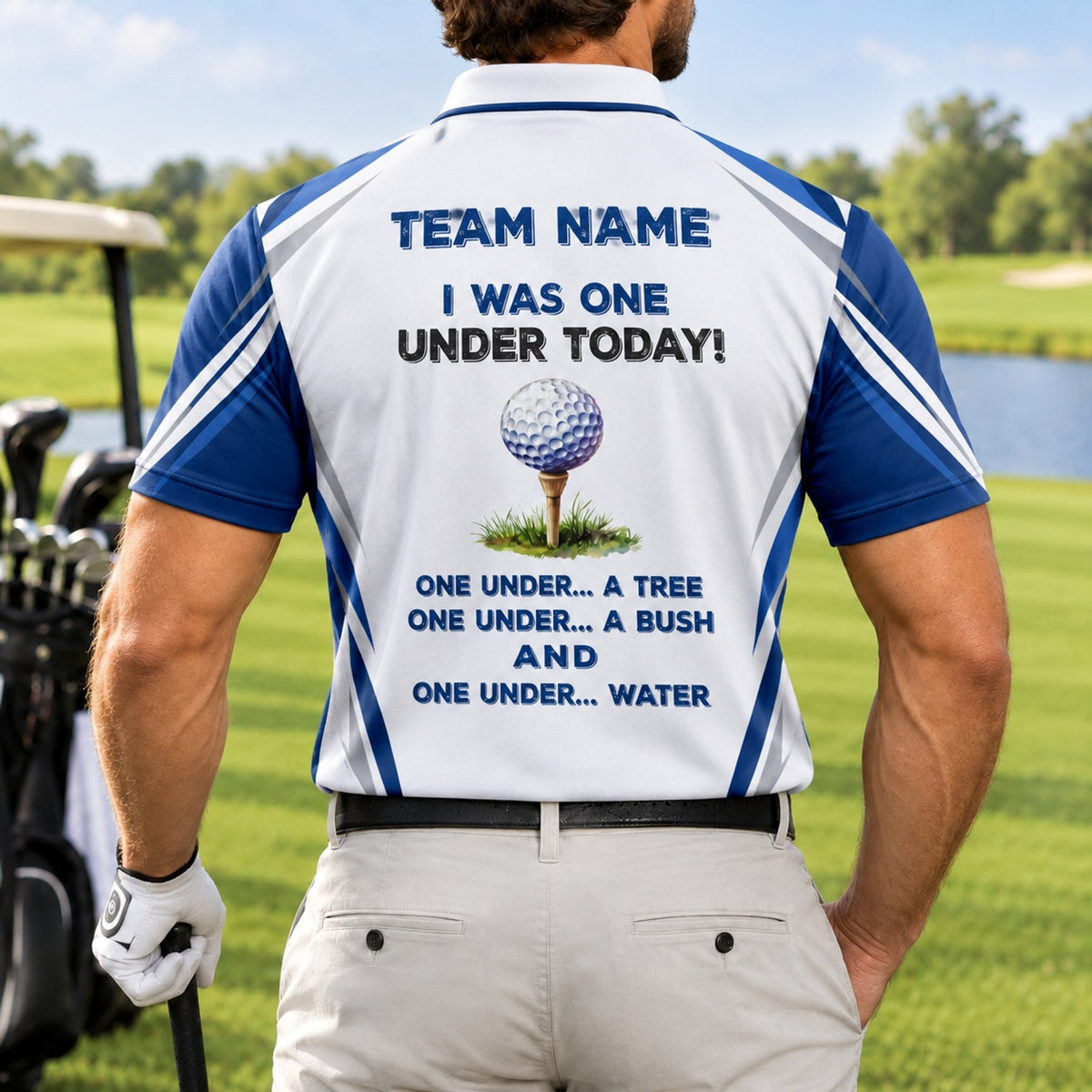 I Was One Under Today Sport Personalized Golf Polo Shirt Back View