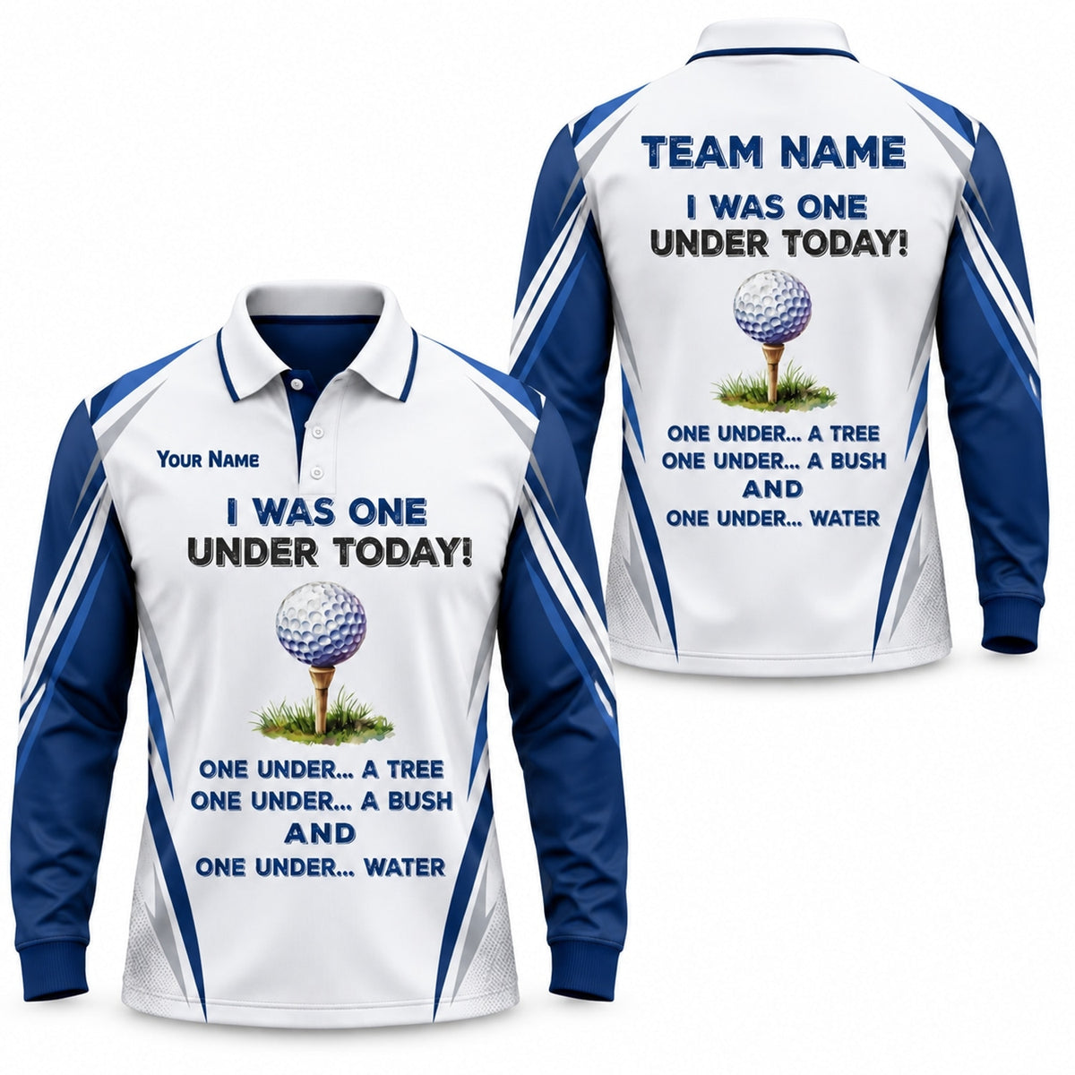 I Was One Under Today Sport Personalized Golf Polo Shirt Long Sleeve Polo