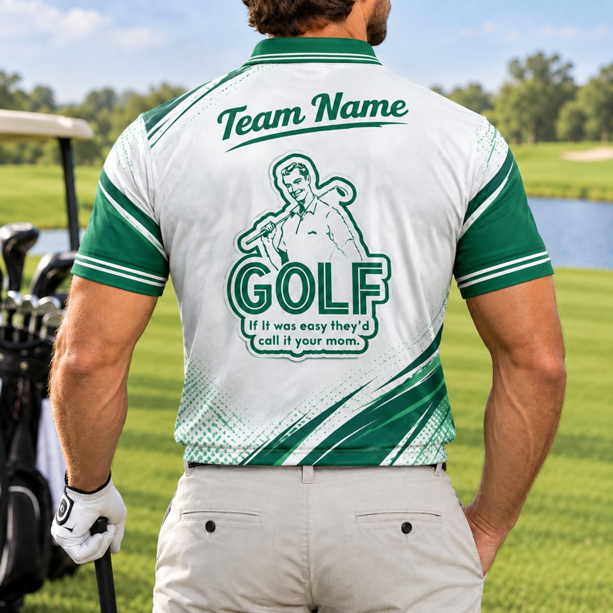 If It Was Easy Call It Your Mom Golf Humor Personalized Golf Polo Shirt Back View