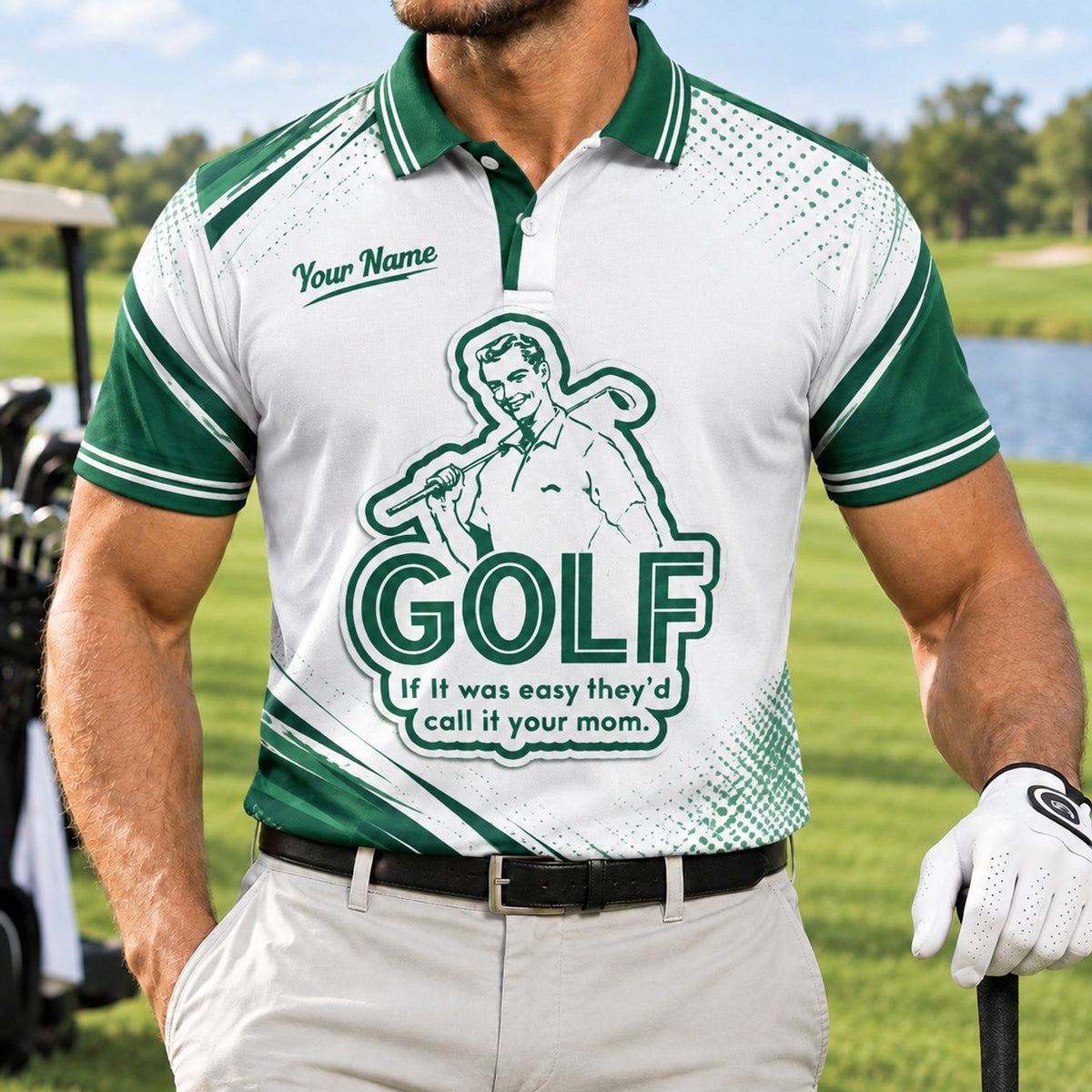 If It Was Easy Call It Your Mom Golf Humor Personalized Golf Polo Shirt Front View