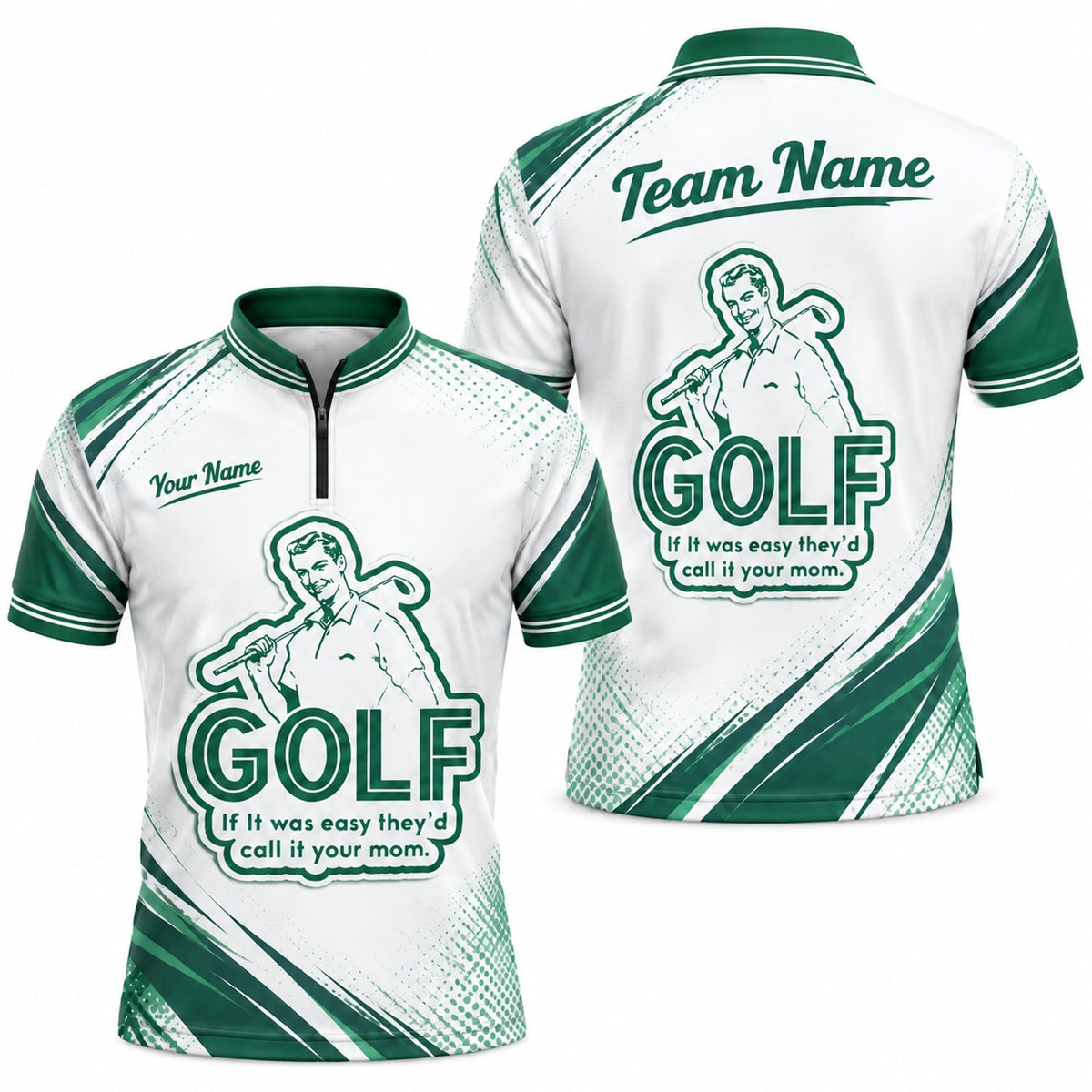 If It Was Easy Call It Your Mom Golf Humor Personalized Golf Polo Shirt Jersey Zip 1 4 Collar