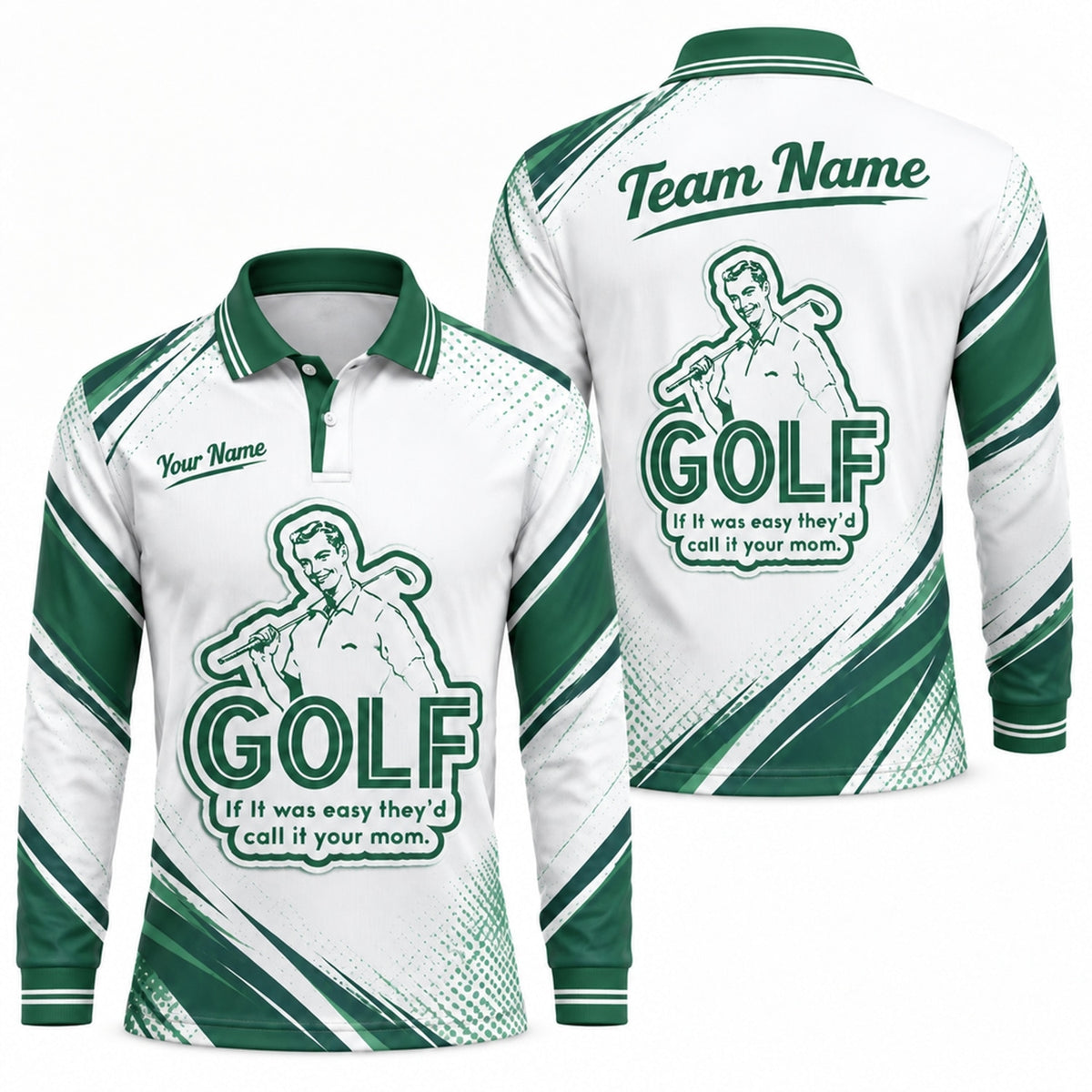 If It Was Easy Call It Your Mom Golf Humor Personalized Golf Polo Shirt Long Sleeve Polo