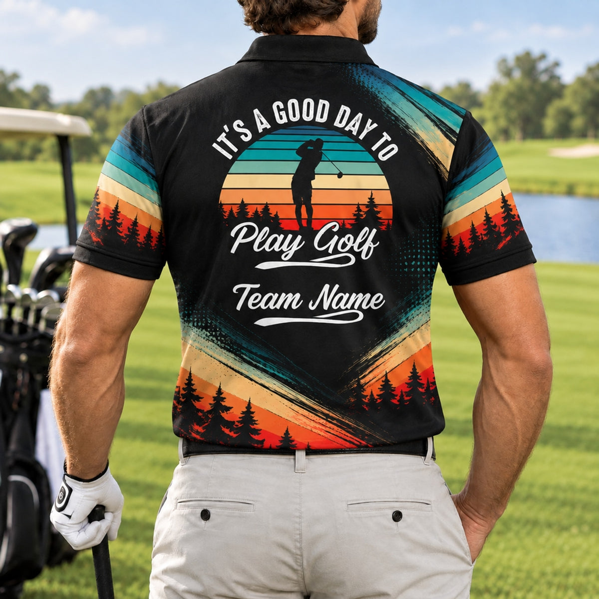 It's a Good Day to Play Golf Golf Life Quote Personalized Golf Polo Shirt Back View