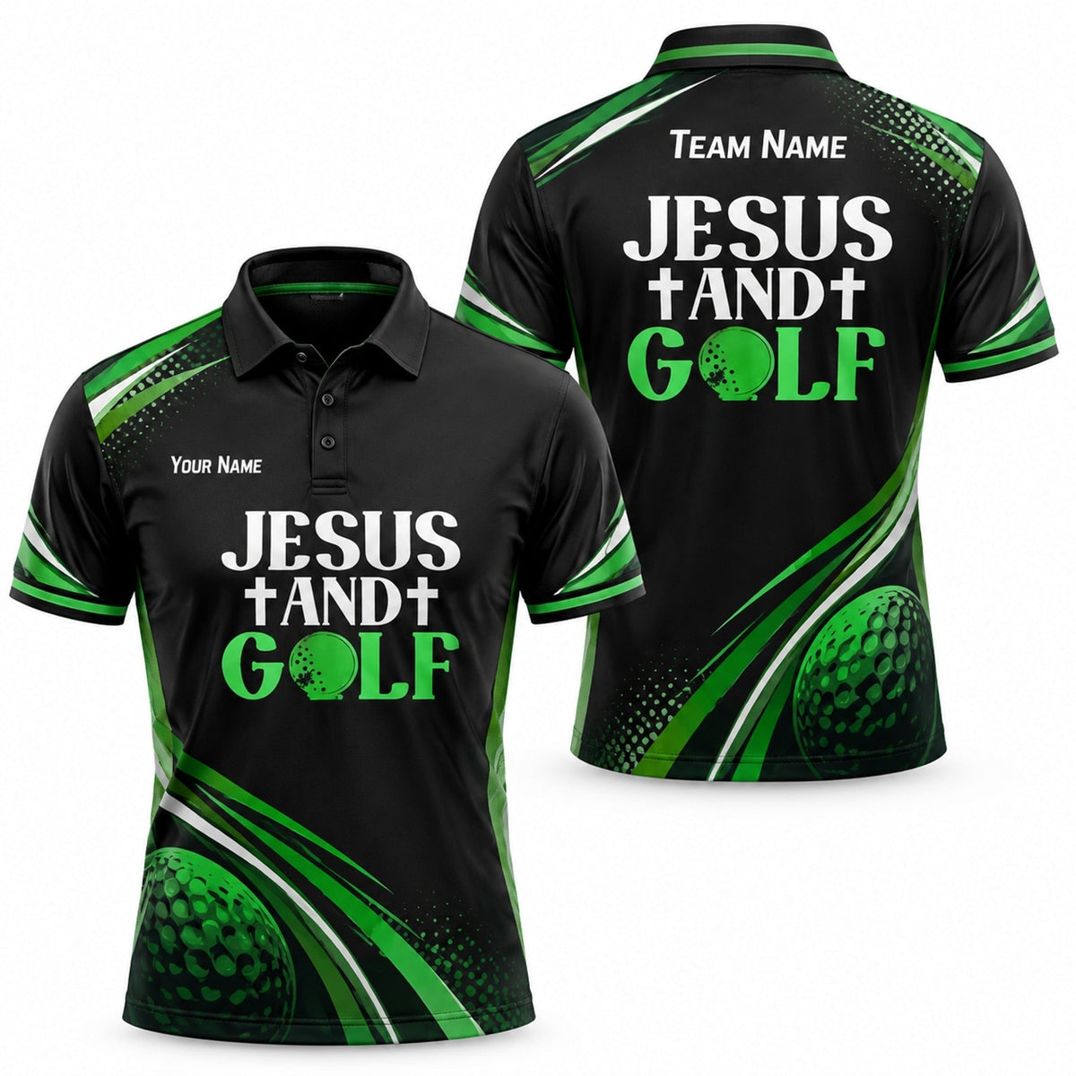 Jesus And Golf Sport Personalized Golf Polo Shirt