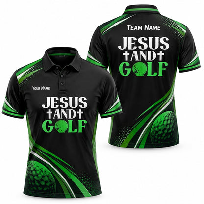 Jesus And Golf Sport Personalized Golf Polo Shirt