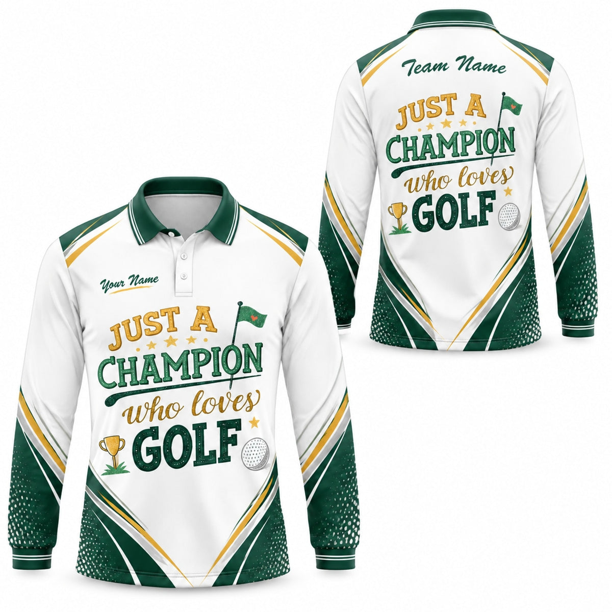Just A Champion Who Loves Golf Sport Custom Golf Polo Shirt Long Sleeve Polo