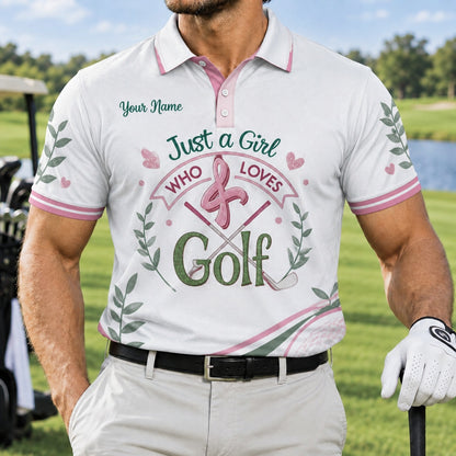 Just A Girl Who Loves Golf Sport Personalized Golf Polo Shirt Front View