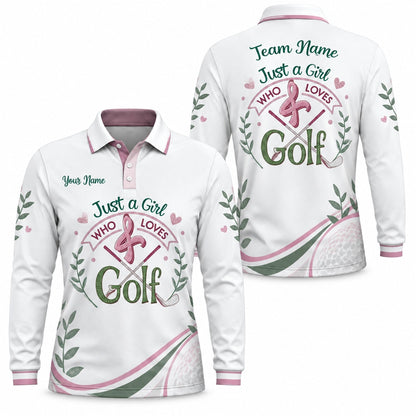 Just A Girl Who Loves Golf Sport Personalized Golf Polo Shirt Long Sleeve Polo