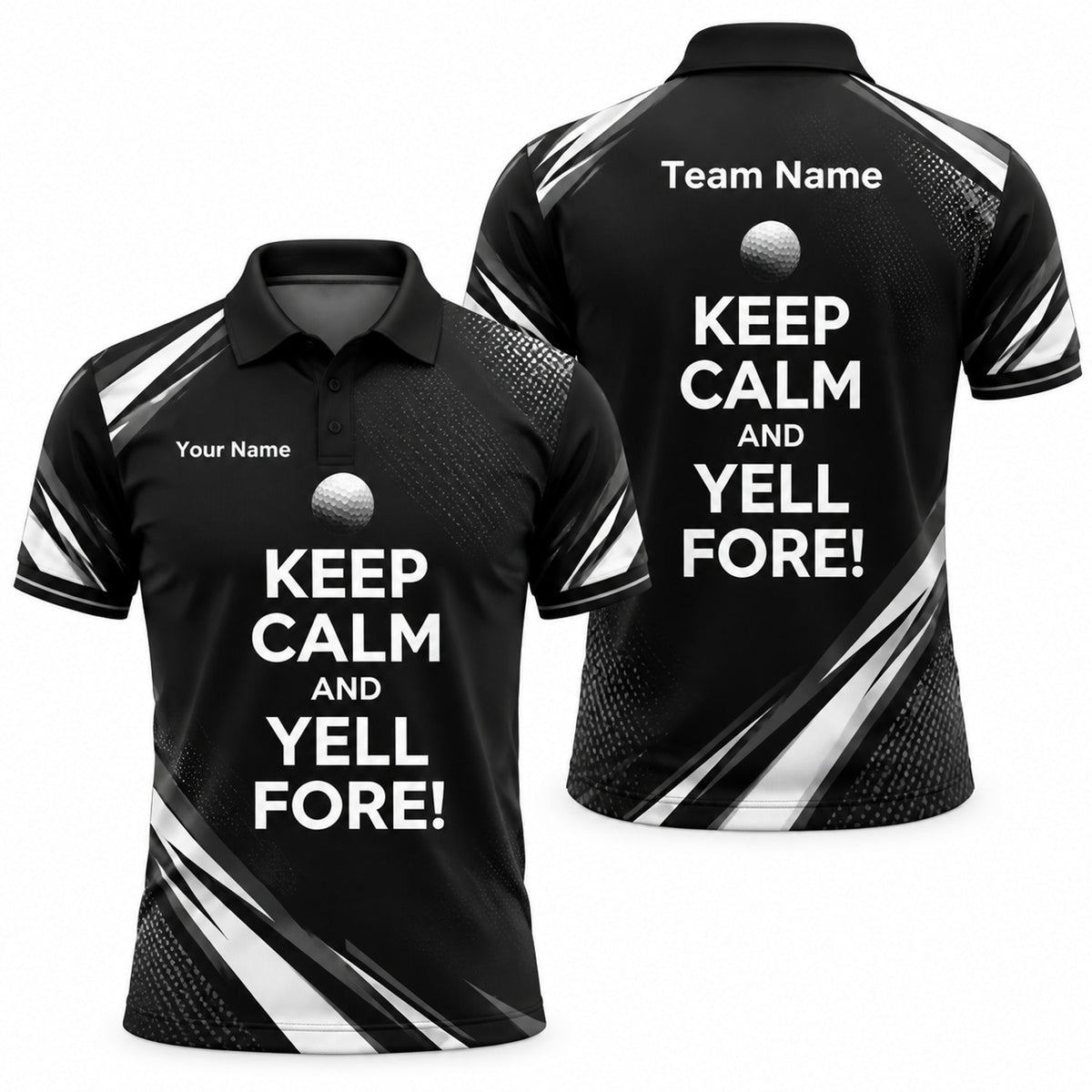 Keep Calm And Yell Fore Sport Personalized Golf Polo Shirt
