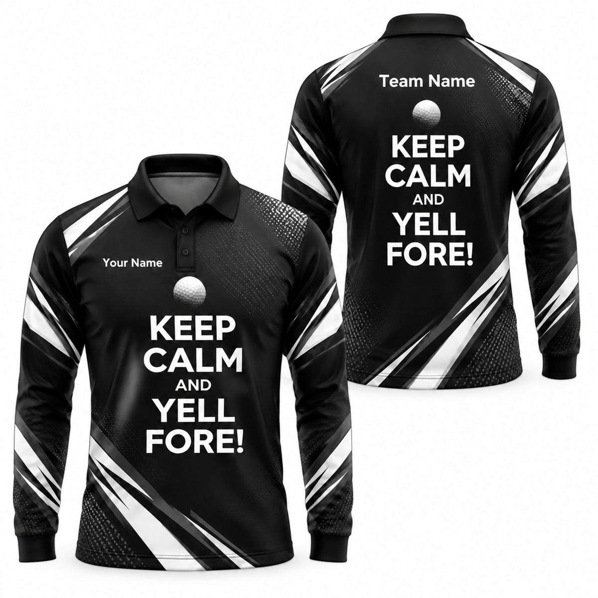 Keep Calm And Yell Fore Sport Personalized Golf Polo Shirt Long Sleeve Polo