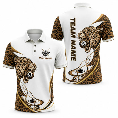 Leopard 8 Ball Sport Personalized Billiard Polo Shirt