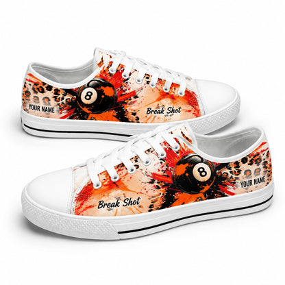 Leopard Skin Eight Ball Break Shot Graphic Custom Low Top Shoes