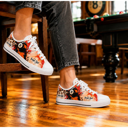 Leopard Skin Eight Ball Break Shot Graphic Custom Low Top Shoes Life Style