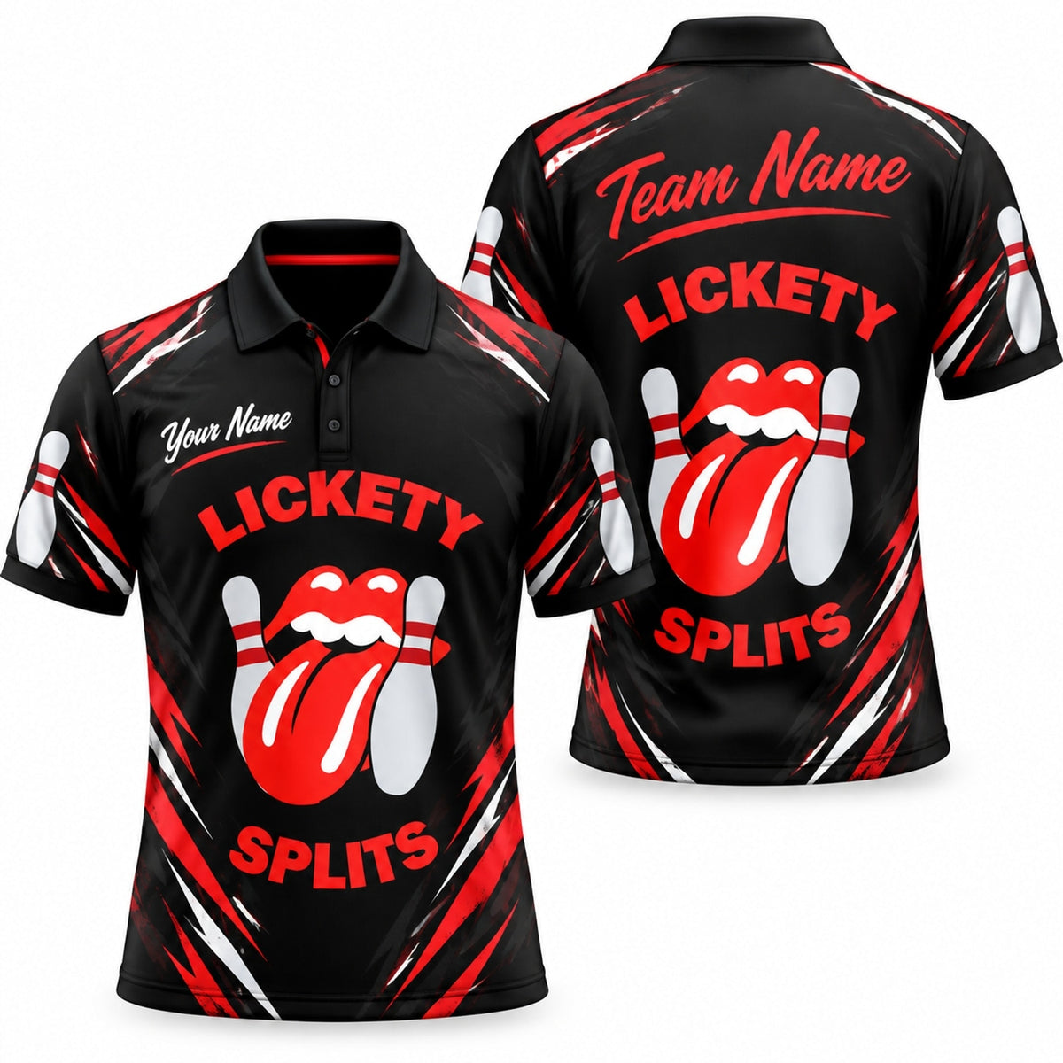 Lickety Splits Bowling Sport Custom Bowling Polo Shirt