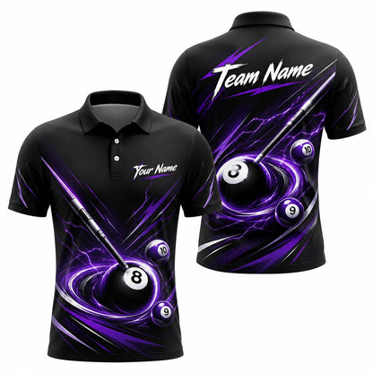 Lightning 8 Ball Vortex Custom Billiard Polo Shirt