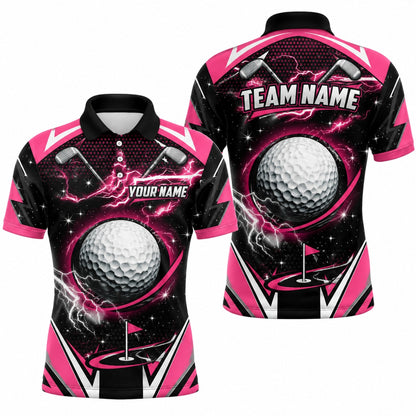 Lightning Golf Ball Graphic Personalized Golf Polo Shirt