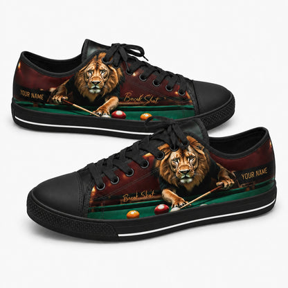Lion Billiards Break Shot Graphic Personalized Low Top Shoes Black Shoes