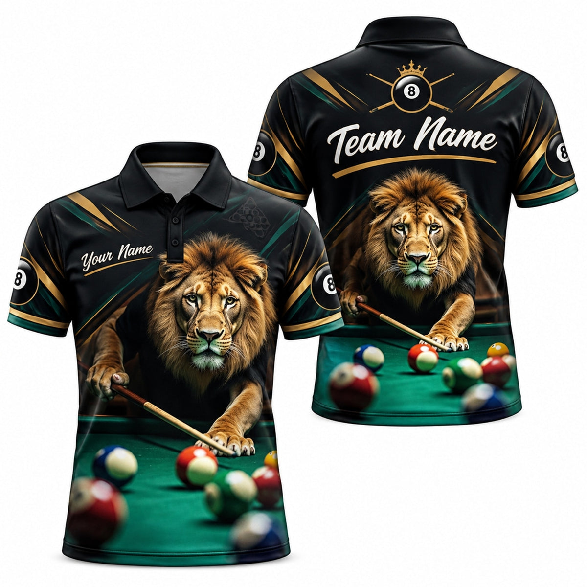 Lion Billiards King Sport Custom Billiard Polo Shirt