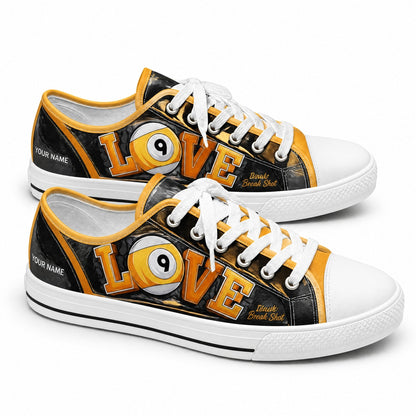 Love 9 Ball Billiards Graphic Personalized Low Top Shoes