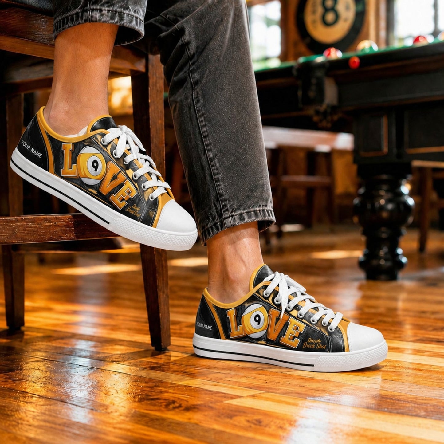 Love 9 Ball Billiards Graphic Personalized Low Top Shoes Life Style