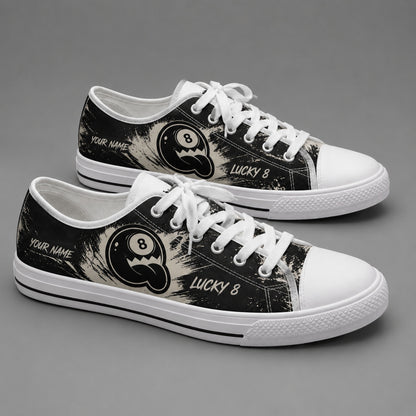 Lucky 8 Eight Ball Graphic Custom Low Top Shoes