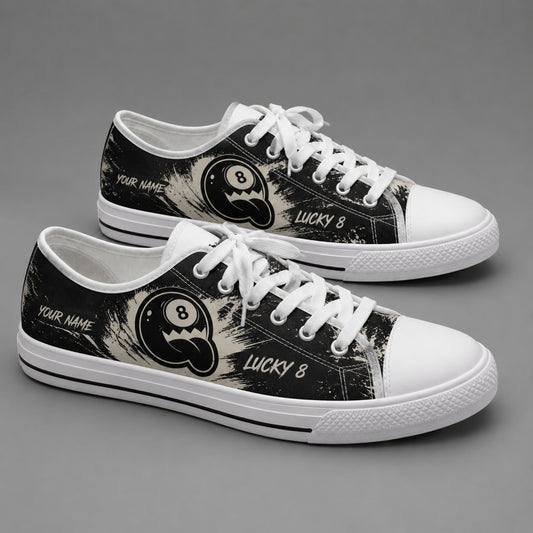 Lucky 8 Eight Ball Graphic Custom Low Top Shoes